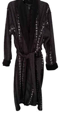 Roupão Izod Masculino Preto Cinza Vermelho Bolsos de Lã Macios Cinto Laços Xale Gola Grande - Imagem 1 de 4