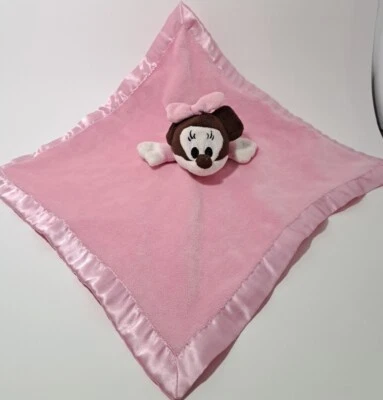 Disney Baby Minnie Mouse Lovey Security Blanket Pink Satin Trim - Image 1 of 4