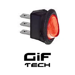 INTERRUTTORE LUMINOSO FORO 20MM 250V 6,5A PULSANTE ROSSO I/O BILANCIERE PANNELLO - Picture 1 of 2