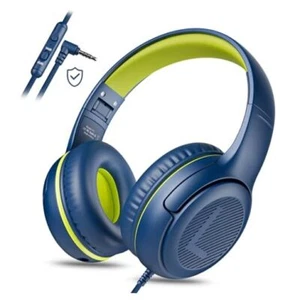 Kids Headphones for School Toddler Wired with Microphone Plug in Bulk BlueGreen - Picture 1 of 7