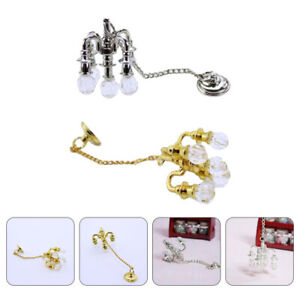  2 Pcs Miniature Crystal Chandeliers Girls Toys Kids+toys Toy's for