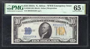 FR. 2309 1934-A $10 "NORTH AFRICA” SILVER CERTIFICATE PMG GEM UNCIRCULATED-65EPQ - Picture 1 of 2