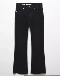 Mango Women's Crop Flared Sienna Jeans High-Waist Size 6 Black NWT - Picture 1 of 11