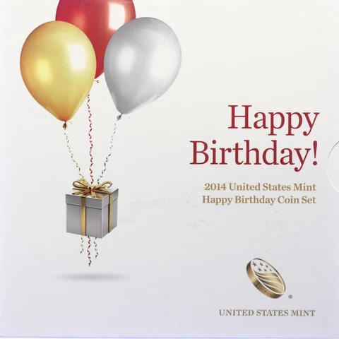 2014 Happy Birthday Coin Set Proof 5 US Coins CN-Clad OGP US Mint Cover