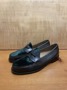 GH BASS WEEJUNS 9 M US MENS LOGAN BROWN LEATHER/ GREEN VELVET - WEEJUNS LOAFER - Picture 1 of 3