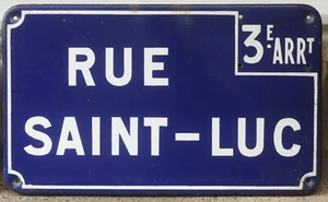 Großes altes französisches Emaille Straßenschild Schild Schild Name Rue Saint Luc Luke Lille - Bild 1 von 1