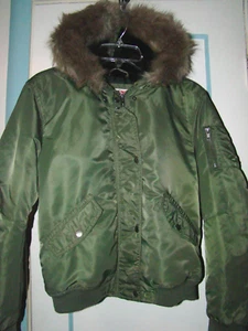 Unisex Military Flight Aviator Weatherproof Jacket, Split Hood Youth Size Medium - Picture 1 of 6