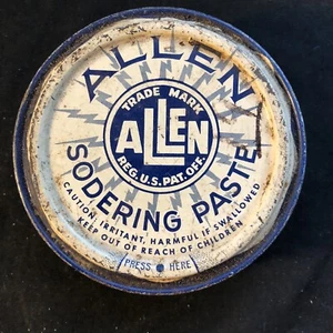 VTG Allen Soldering Paste 1920s - 30s Does Not Open Schiller Park IL 2.75” Diam. - Picture 1 of 8