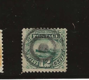 US Scott #117 used 12c green 1869 Pictorial Issue, light cancel small tear fault - Picture 1 of 2