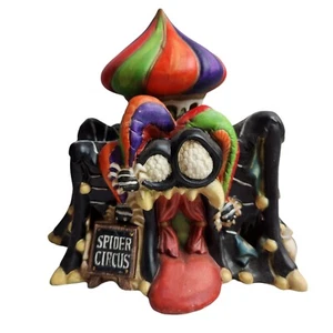 Spooky Hollow SPIDER CIRCUS Tent Halloween Lighted House Bisque Porcelain Lamp - Picture 1 of 10