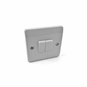 White Light Switch 10a 2 Gang 2 Way Switch Scolmore For Static Caravan Electric - Picture 1 of 7