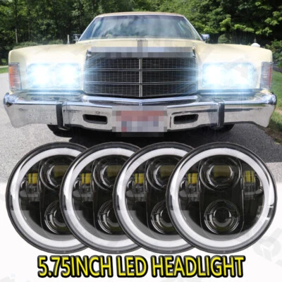For 1958-1978 Chrysler Newport 4Pcs 5.75" LED Headlights DRL Angel Eyes Lamps - Image 1 of 4