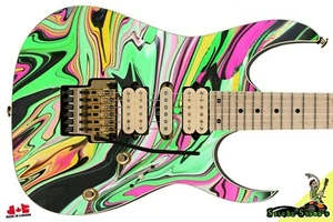 Gitarrenhaut Axt Wrap Re-Skin Bass Reface rosa Wirbel Jem grün elektrisch 133 - Bild 1 von 10
