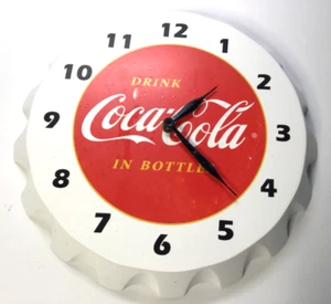 SUNBELT - COCA-COLA 12" BOTTLE CAP WALL CLOCK - OFFICIALLY LICENSED "WORKING" - Picture 1 of 4