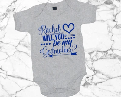 ADORED SOUL Blau Will You Be My God Mother INDIVIDUELLER NAME Baby wachsen süß Gott Sohn Ideen AS40