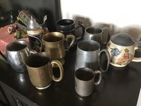 Large collection of beer steins and tankards