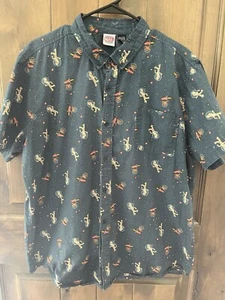 Marvel Guardians of the Galaxy Groot Rocket Button Up S/S Blue Hawaiian Shirt XL - Picture 1 of 4