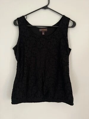 Camiseta sin mangas Dana Buchman para mujer negra floral de encaje talla mediana Foto 1 de 4