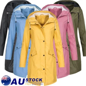 Womens Waterproof Raincoat Ladies Outdoor Wind Rain Forest Jacket Coat Plus Size - Picture 1 of 16