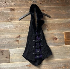 Tripp NYC Halter Vest Corset Faux Fur Collar Zip Back Gothic Steampunk XXL - Picture 1 of 12