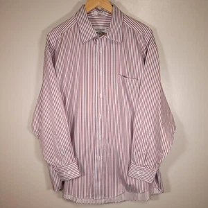 Joseph & Feiss 80s 2-Ply Men's 17 32/33 Silver & Red Long Sleeve Dress Shirt - Picture 1 of 9