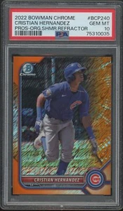 2022 Bowman Chrome CRISTIAN HERNANDEZ ORANGE SHIMMER BCP-240 PSA 10 8/25 CUBS - Picture 1 of 2
