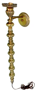 Victorian Tall Gilt Bronze Balustrade Converted Gas Adjustable Wall Lamp Sconce  - Picture 1 of 12