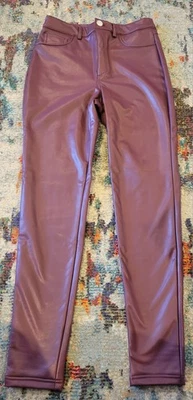 Pantalones de imitación de cuero INC International Concepts vino de Oporto, 6, nuevos con etiquetas Foto 1 de 4