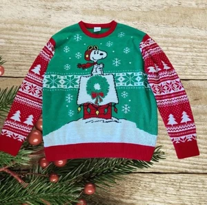 Snoopy Christmas Sweater Peanuts Dog House Sleigh Men's Size XXL (50-52) - Picture 1 of 6