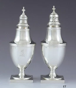 1802/1805 Fabuloso par de agitadores/ruedas inglesas georgianas de plata esterlina - Imagen 1 de 9