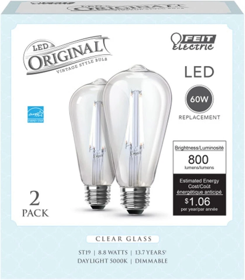 Feit Electric ST19 E26 (Medium) Filament LED Bulb Daylight 60 Watt Equivalenc... - Image 1 of 1