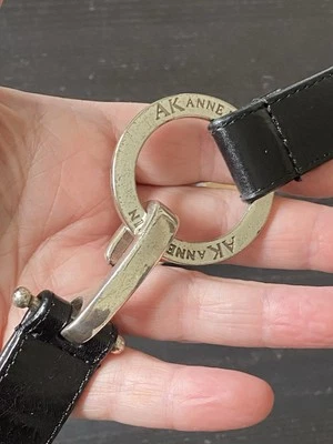 Cinturón Anne Klein Cuero Talla M Negro Plata Hebilla Círculo Carrera Oficina De Colección Foto 1 de 4