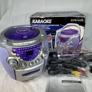 NEU Craig AM FM Radio Kassettenrekorder CD Player Karaoke lila 90er CG8113 NOS - Bild 1 von 23