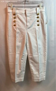 NWT Talbots Womens Cotton Sailor Crop Pants Gold Buttons Wide Leg Size 6p - Picture 1 of 6
