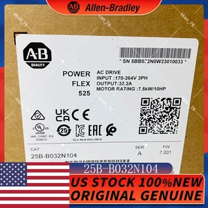 New Sealed AB 25B-B032N104 | PowerFlex 525 7.5kW (10HP) AC Drive, Free Shipping - Picture 1 of 5
