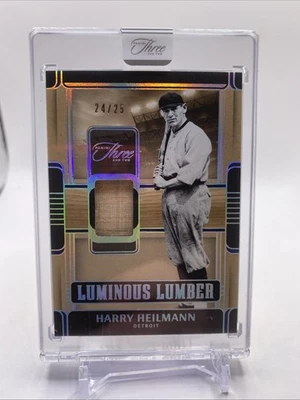 2025 Panini Three And Two Harry Heilman Game Used Luminous Lumber /25 Sp Detroit - Image 1 of 2