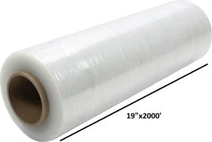 19" x 2000' 80 Gauge Pallet Wrap Stretch Film Hand Shrink Wrap 2000FT 1 Roll - Picture 1 of 2