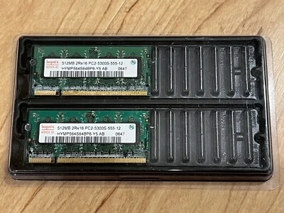 Hynix Laptop RAM Memory Modules, 512 MB x 2 PC2-5300S-555-12, HYMP564S64BP6-Y5 - Image 1 of 2
