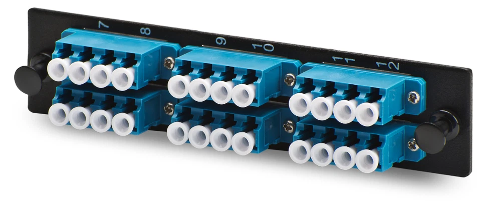 Panel adaptador de fibra LCUPC de 24 puertos sostiene (6) adaptadores LC monomodo QUAD estilo LGX Foto 1 de 1