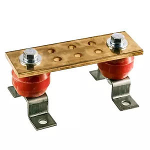 6" Copper Ground Bus Bar Wall Mounted Ground Bar Kit Electrical with Brackets - Picture 1 of 7