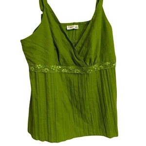 Cato Green Blouse Tank Sequin Lace Details NWOT 26 3X - Picture 1 of 6