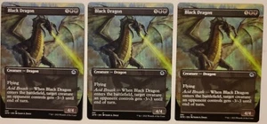Mtg 3x Black Dragon Extended Art AFR NM Forgotten Realms - Picture 1 of 2
