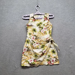 Pacific Legend Dress 10 Yellow Floral Hibiscus Sarong Hawaiian Knee Length Wrap - Picture 1 of 8