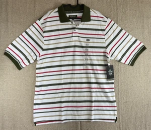 NOS Mens Sz Large ECKO UNLTD White Red Green Striped Polo Y2K Short Sleeve - Picture 1 of 6