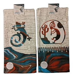 Set of 2 SOUTHWEST VISTAS Gecko & Kokopelli Kitchen Towels by Kay Dee Designs