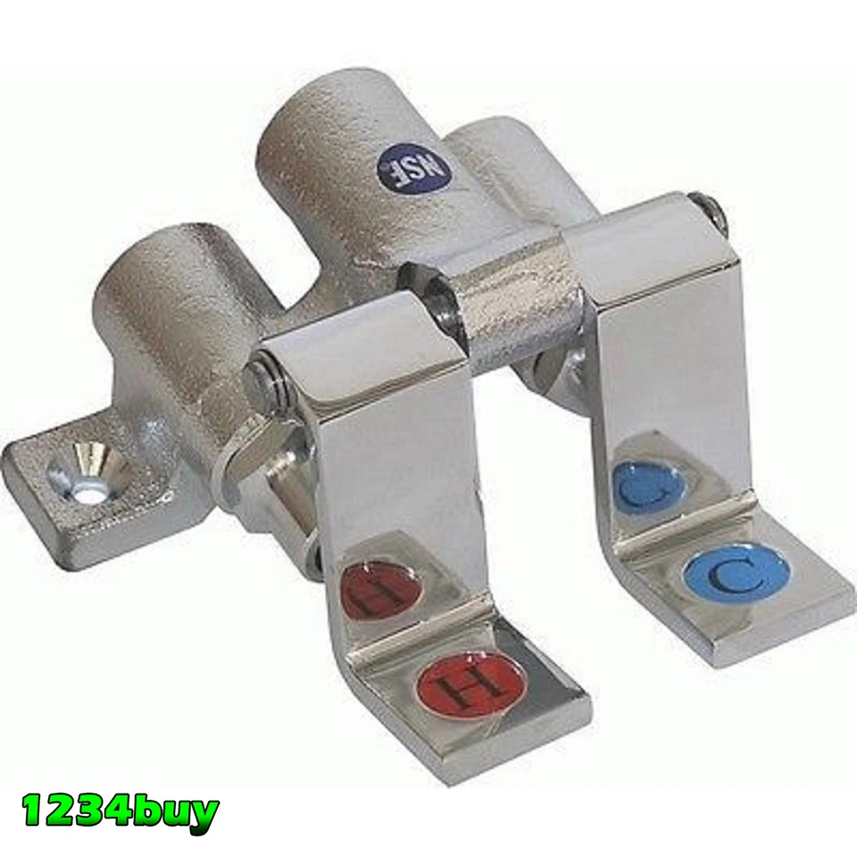 AA Faucet Foot Pedal Operation Valve w/ Red & Blue Index Brass NO LEAD AA-202G - Image 1 of 1