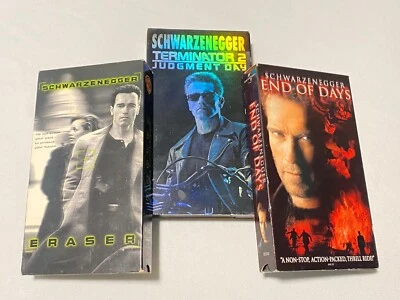 Arnold Schwarzenegger Lot 3 VHS Tapes Terminator1999 Eraser1996 End Of Days2000 - Image 1 of 4