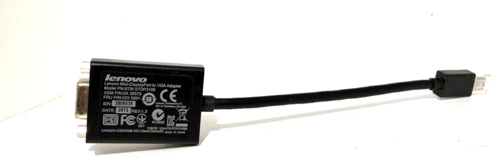 Original Lenovo Mini-DisplayPort zu VGA Adapter STM STDP3100 , 03X6601 , 0A36579 - Bild 1 von 4