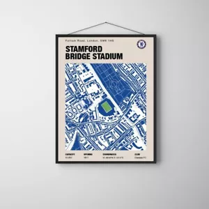 Chelsea FC Stamford Bridge Map Print A4 – Blue & White Football Poster Gift - Picture 1 of 1