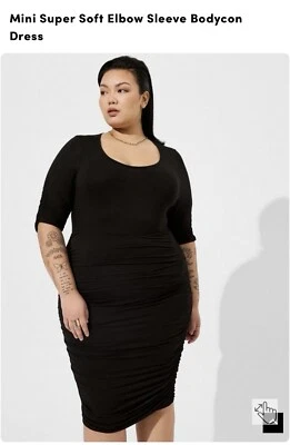 Torrid Black Mini Super Soft Plush Elbow Sleeve Body Con Dress NWT 3x - Image 1 of 4